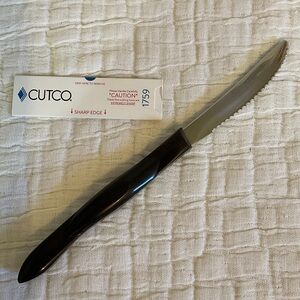 Cutco Stainless Serrated Knife with wood grain. Brown black look